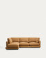 Divano Gala 4 posti in micro bouclé con chaise longue sinistra, color senape FSC Mix Credit 300 cm