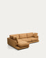 Divano Gala 4 posti in micro bouclé con chaise longue sinistra, color senape FSC Mix Credit 300 cm