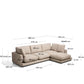 Divano Gala 4 posti in micro bouclé con chaise longue destra, beige FSC Mix Credit, 300 cm