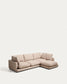 Divano Gala 4 posti in micro bouclé con chaise longue destra, beige FSC Mix Credit, 300 cm