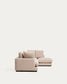 Divano Gala 4 posti in micro bouclé con chaise longue destra, beige FSC Mix Credit, 300 cm