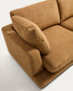 Divano Gala 4 posti in micro bouclé con chaise longue destra, color senape FSC Mix Credit 300 cm