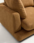 Divano Gala 4 posti in micro bouclé con chaise longue destra, color senape FSC Mix Credit 300 cm