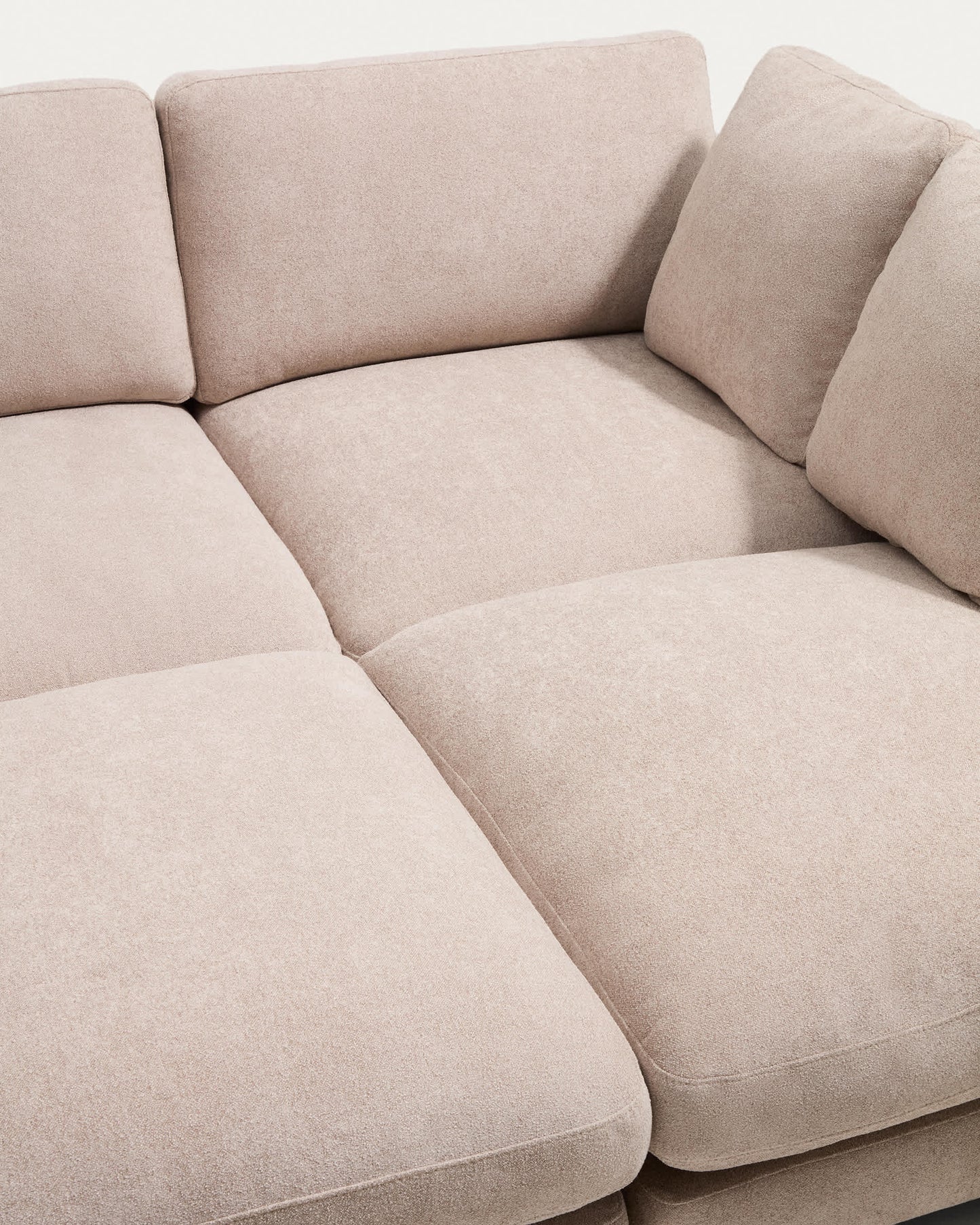 Divano Gala 3 posti in micro bouclé con chaise longue doppia beige FSC Mix Credit, 210 cm