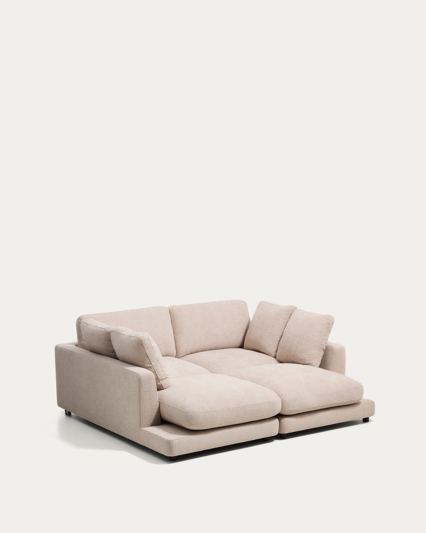 Divano Gala 3 posti in micro bouclé con chaise longue doppia beige FSC Mix Credit, 210 cm