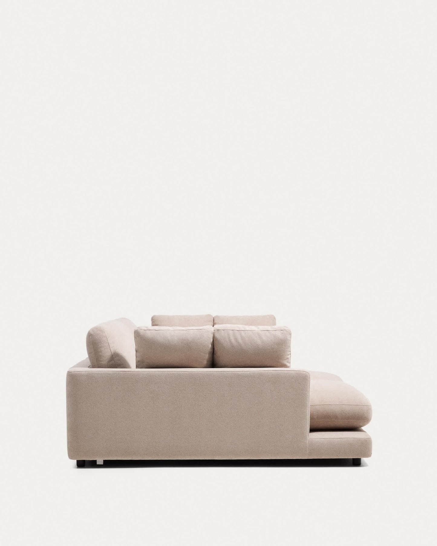 Divano Gala 3 posti in micro bouclé con chaise longue doppia beige FSC Mix Credit, 210 cm