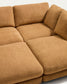 Divano Gala 3 posti in micro bouclé con chaise longue doppia color senape FSC Mix Credit, 210 cm