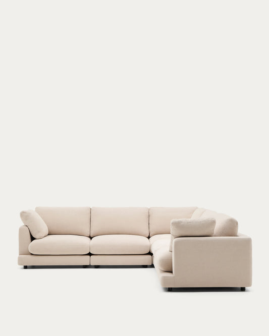 Divano ad angolo Gala 6 posti in ciniglia beige 300 x 300 cm