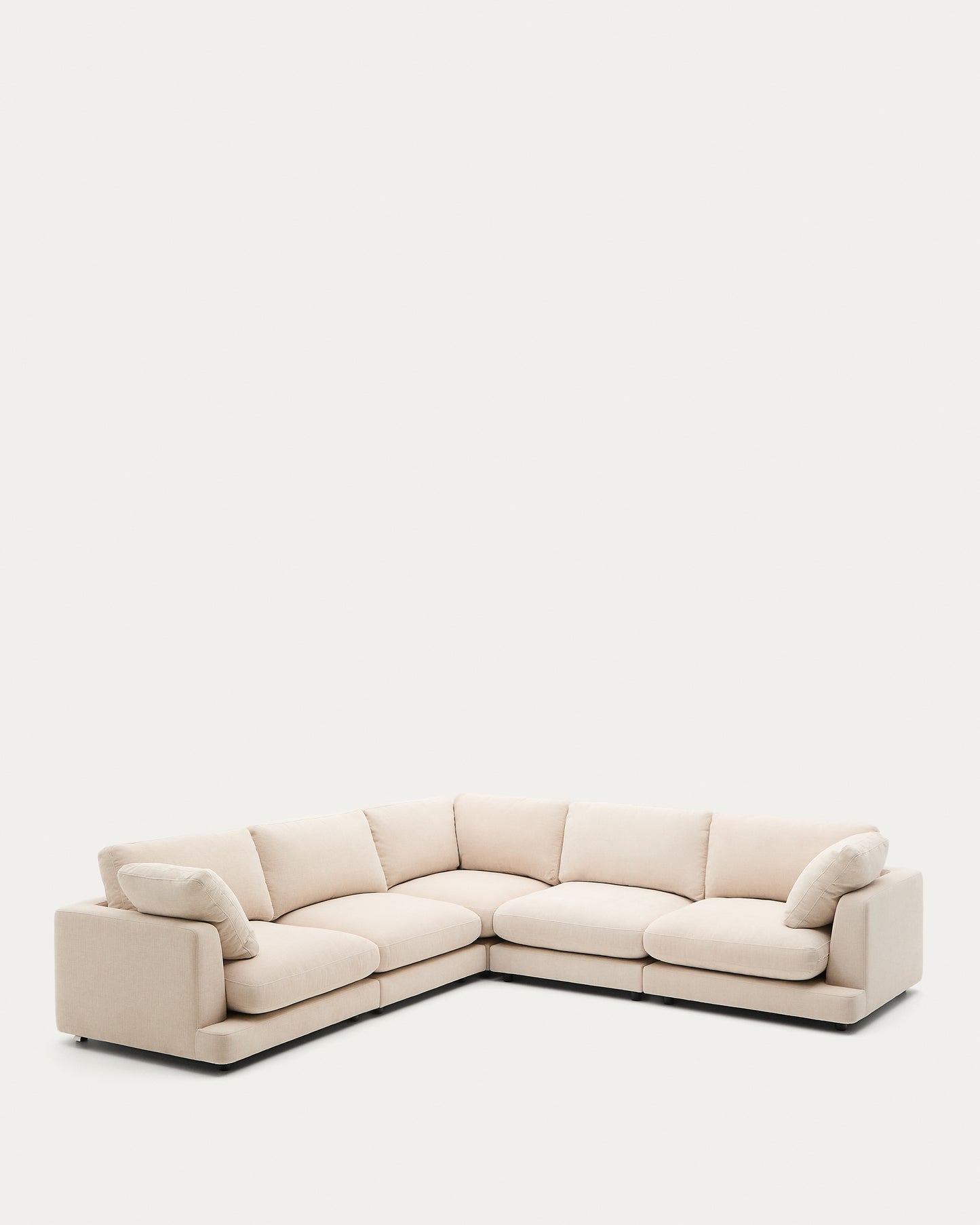 Divano ad angolo Gala 6 posti in ciniglia beige 300 x 300 cm