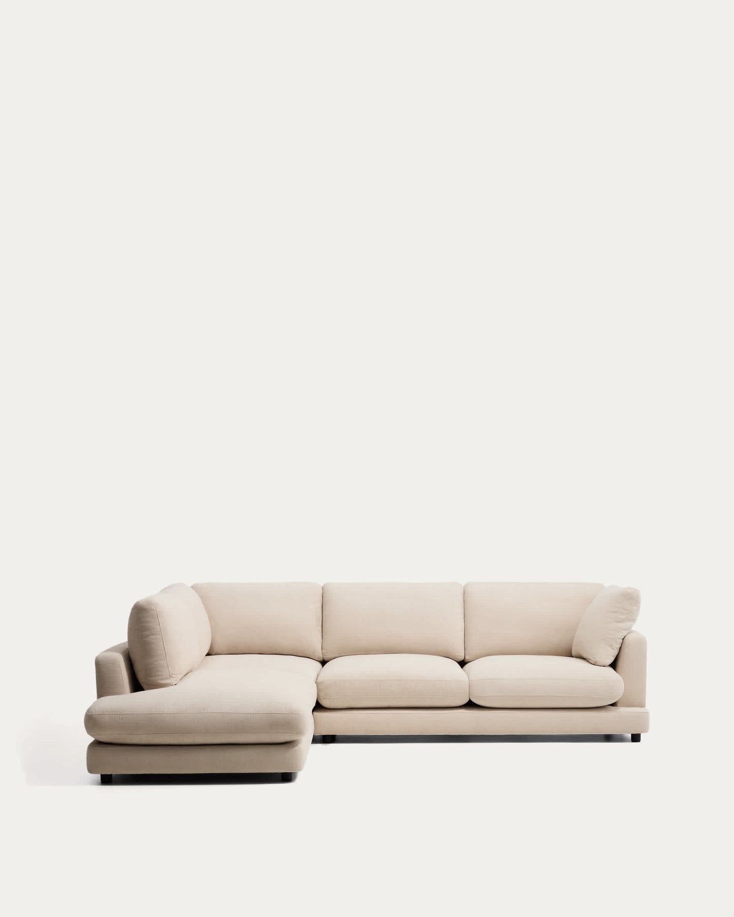 Divano ad angolo Gala 5 posti con estremità sinistra, in ciniglia beige FSC Mix Credit, 225 x 300 cm