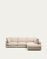 Divano ad angolo Gala 5 posti con estremità destra, in ciniglia beige FSC Mix Credit, 300 x 225 cm