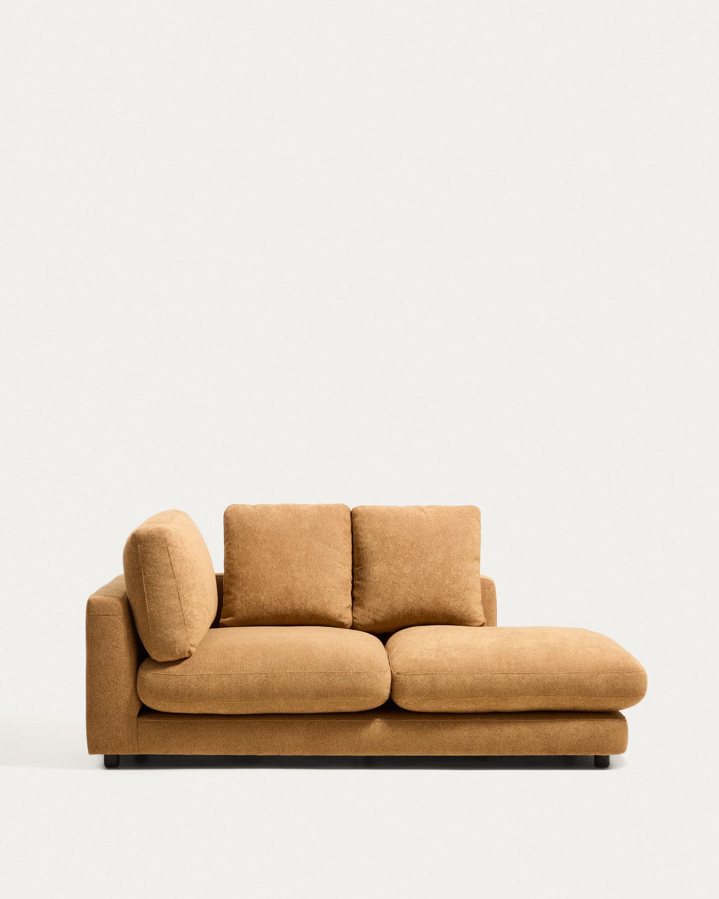 Modulo chaise longue destro Gala in micro bouclé color senape