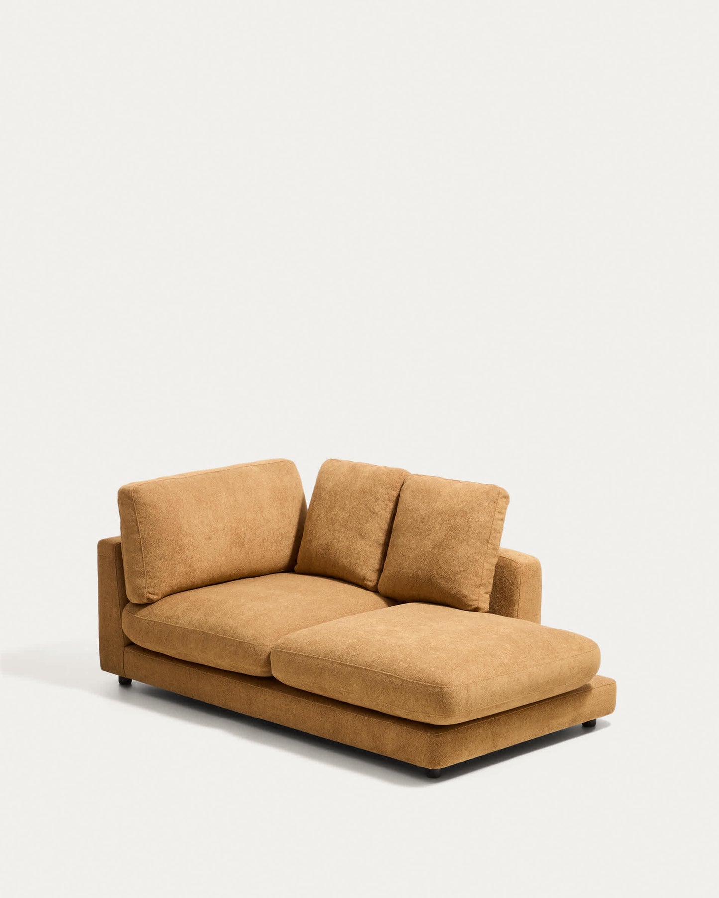 Modulo chaise longue destro Gala in micro bouclé color senape