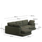 Divano Gala 4 posti con chaise longue sinistra in ciniglia verde scuro FSC Mix Credit 300 cm