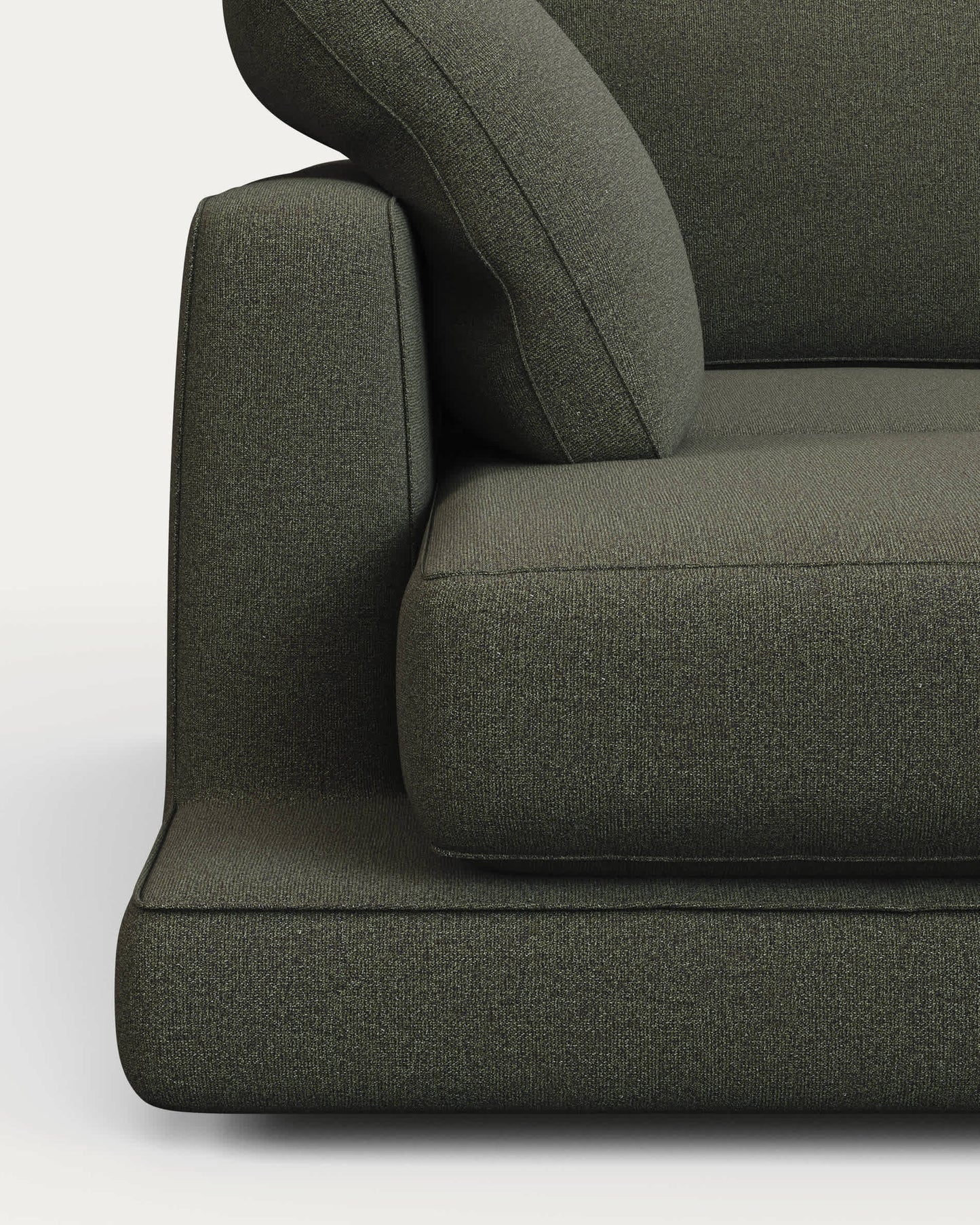 Divano Gala 4 posti con chaise longue sinistra in ciniglia verde scuro FSC Mix Credit 300 cm