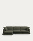 Divano Gala 4 posti con chaise longue sinistra in ciniglia verde scuro FSC Mix Credit 300 cm