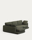 Divano Gala 4 posti con chaise longue sinistra in ciniglia verde scuro FSC Mix Credit 300 cm