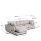 Divano Gala 4 posti in micro bouclé grigio con chaise longue sinistra 300 cm