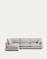 Divano Gala 4 posti in micro bouclé grigio con chaise longue sinistra 300 cm