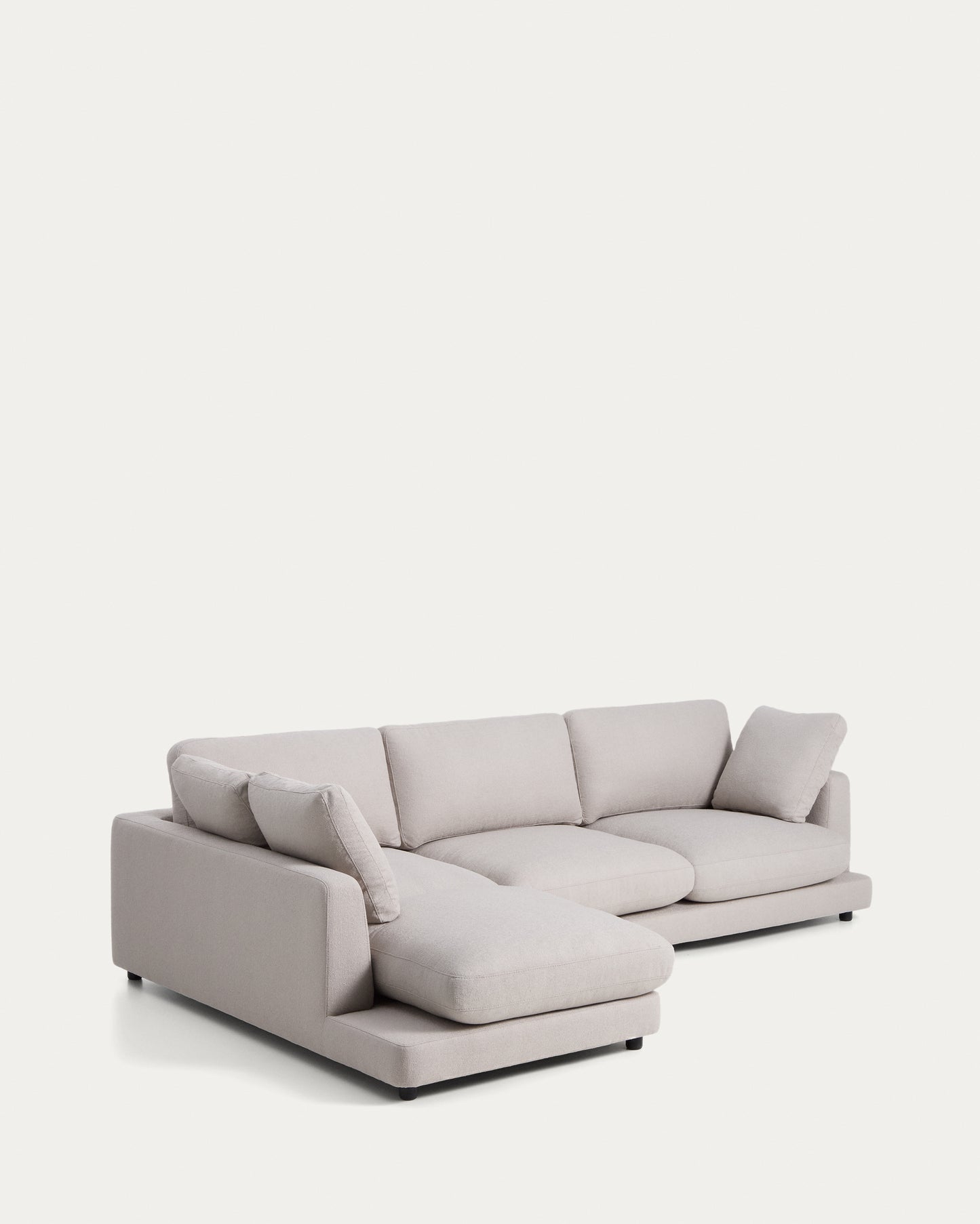 Divano Gala 4 posti in micro bouclé grigio con chaise longue sinistra 300 cm