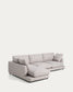 Divano Gala 4 posti in micro bouclé grigio con chaise longue sinistra 300 cm