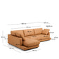 Divano Gala 4 posti in pelle con chaise longue sinistra marrone 300 cm