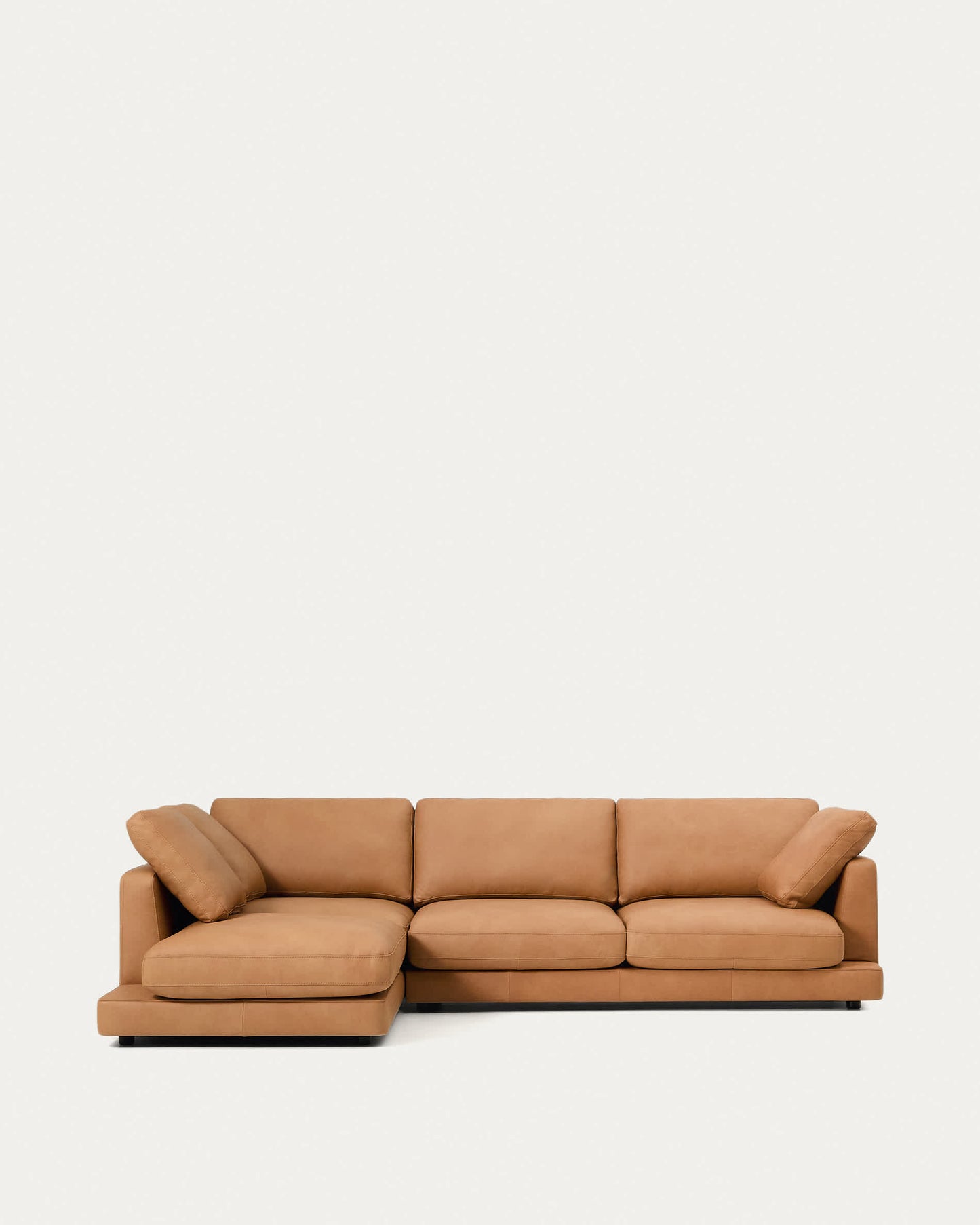 Divano Gala 4 posti in pelle con chaise longue sinistra marrone 300 cm