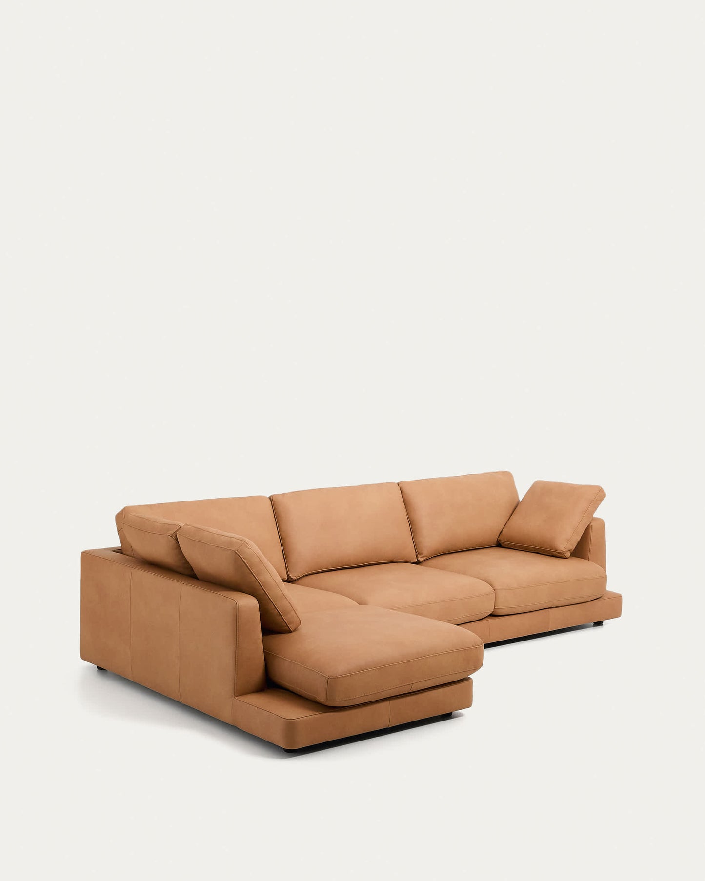 Divano Gala 4 posti in pelle con chaise longue sinistra marrone 300 cm