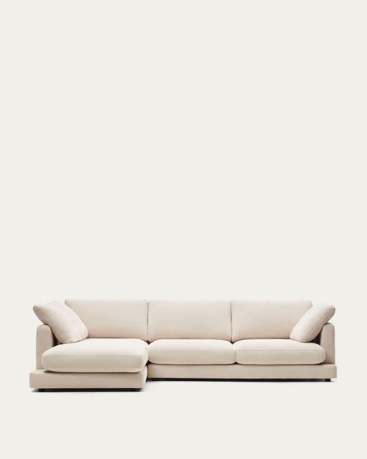 Divano Gala 4 posti con chaise longue sinistra beige 300 cm