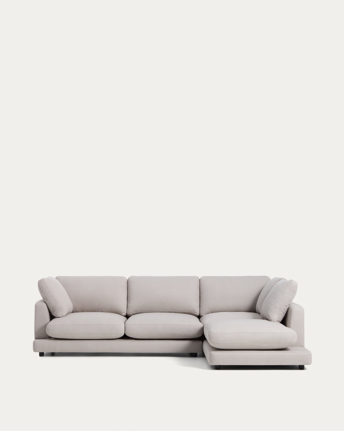 Divano Gala 4 posti in micro bouclé grigio con chaise longue destra 300 cm