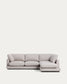 Divano Gala 4 posti in micro bouclé grigio con chaise longue destra 300 cm