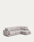 Divano Gala 4 posti in micro bouclé grigio con chaise longue destra 300 cm