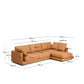 Divano Gala 4 posti in pelle con chaise longue destra marrone 300 cm