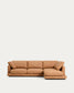 Divano Gala 4 posti in pelle con chaise longue destra marrone 300 cm