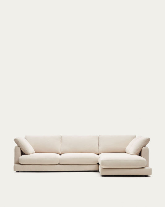 Divano Gala 4 posti con chaise longue destra beige 300 cm