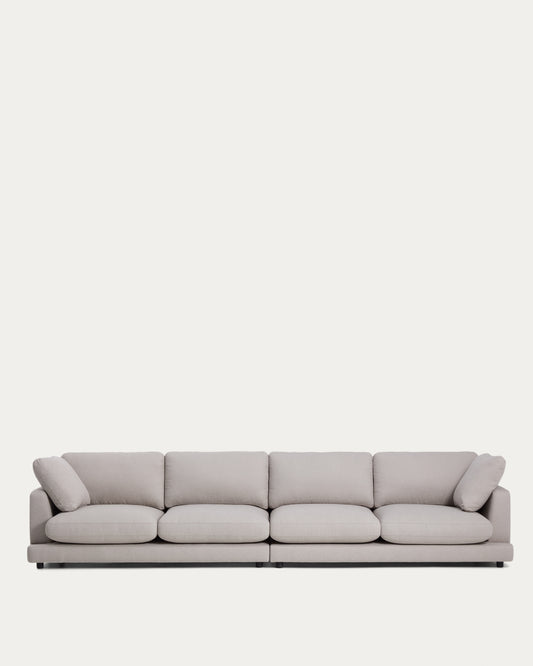 Divano Gala 6 posti in micro bouclé grigio 390 cm