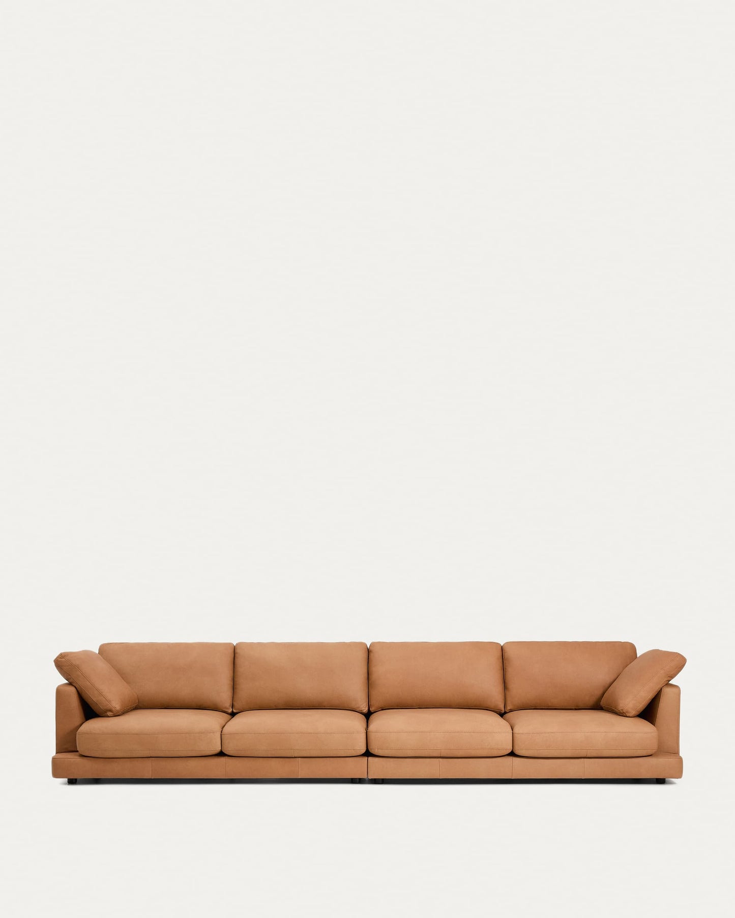 Divano Gala 6 posti in pelle marrone 390 cm