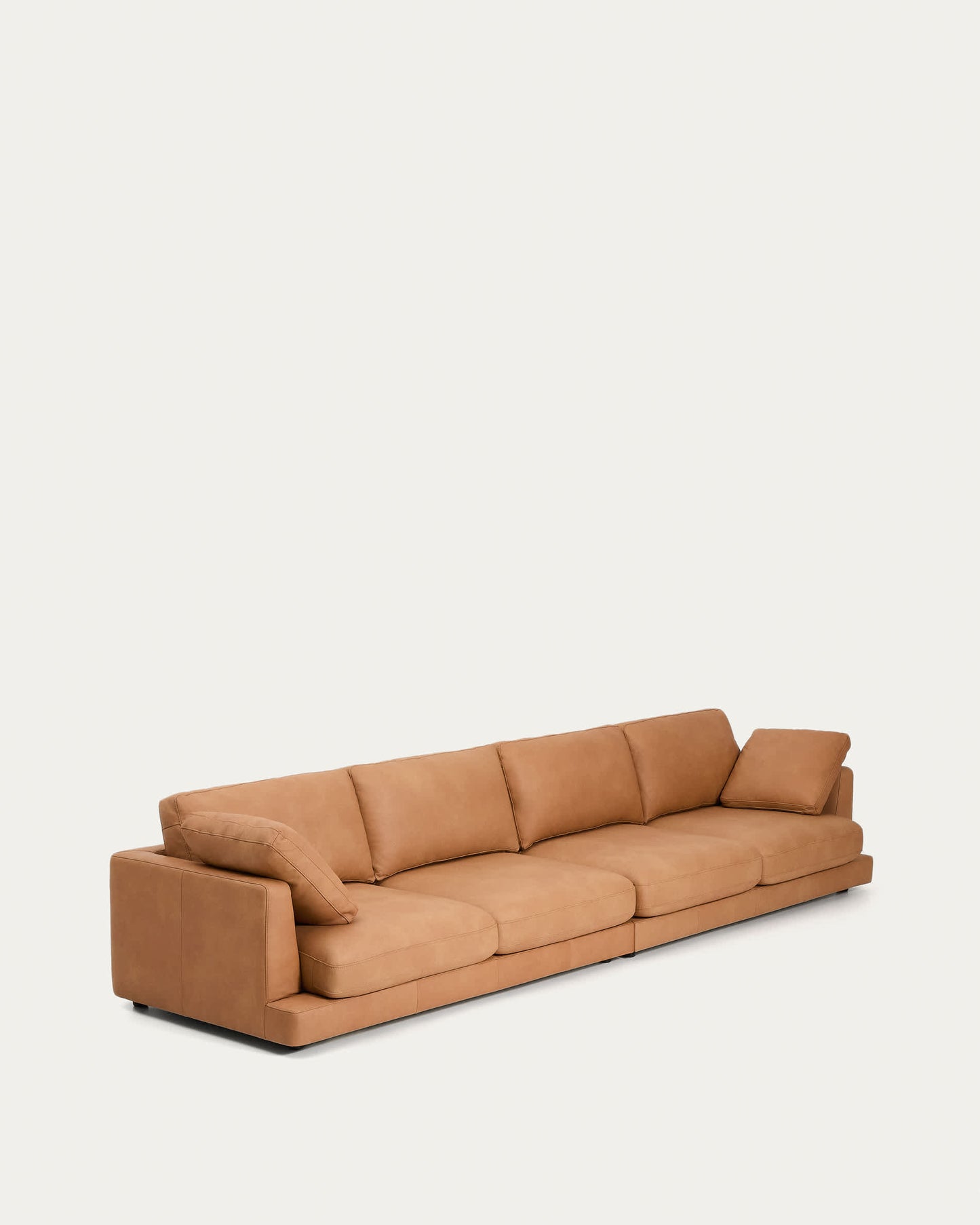 Divano Gala 6 posti in pelle marrone 390 cm