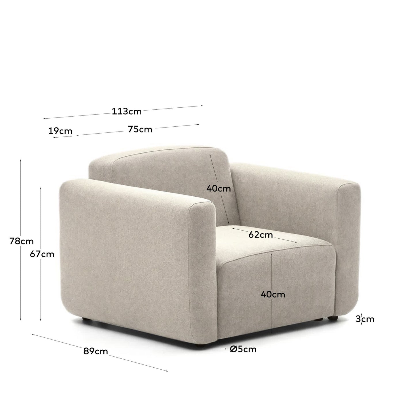 Poltrona modulare Neom beige