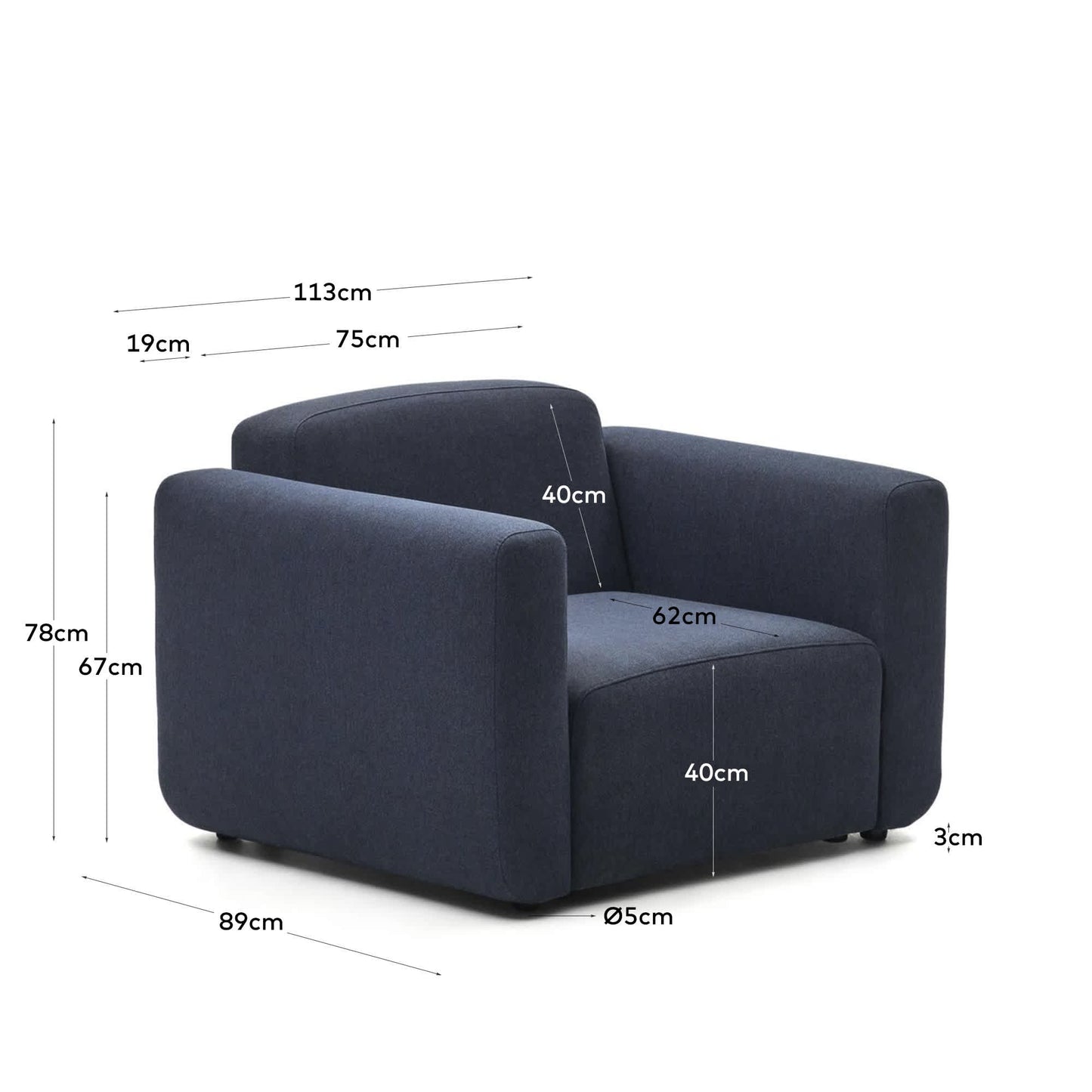 Poltrona modulare Neom blu