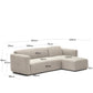 Divano modulare Neom 3 posti chaise longue destra/sinistra beige 263 cm