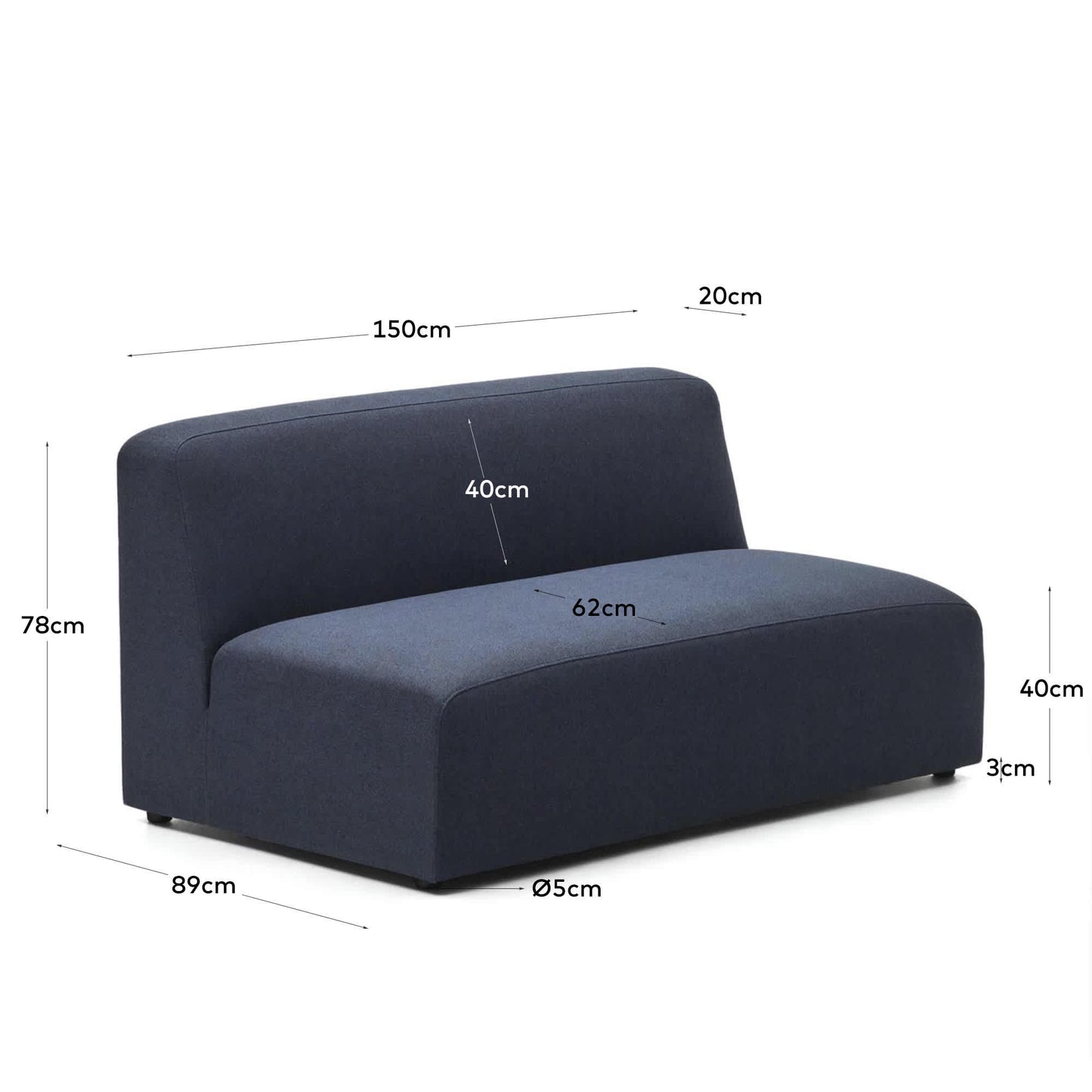 Modulo Neom 2 posti blu 150 cm