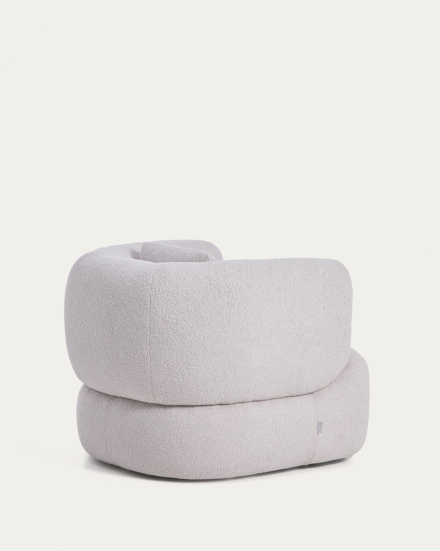 Poltrona girevole Martina con cuscino in bouclé grigio