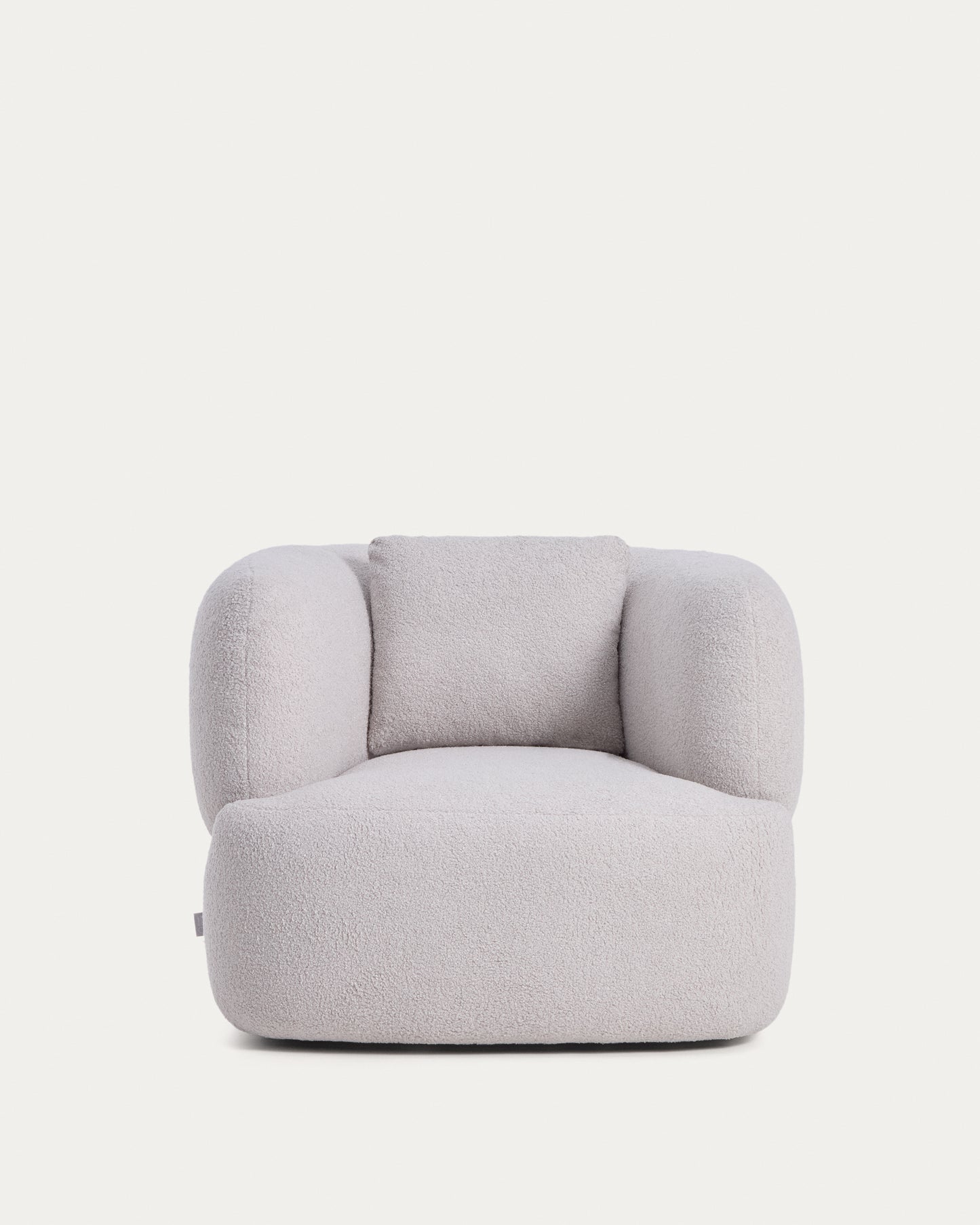 Poltrona girevole Martina con cuscino in bouclé grigio