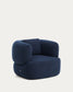 Poltrona girevole Martina con cuscino in bouclé blu navy