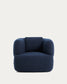 Poltrona girevole Martina con cuscino in bouclé blu navy