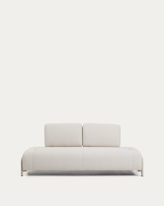 Divano Compo 2 posti in ciniglia écru con struttura metallica beige 200 cm
