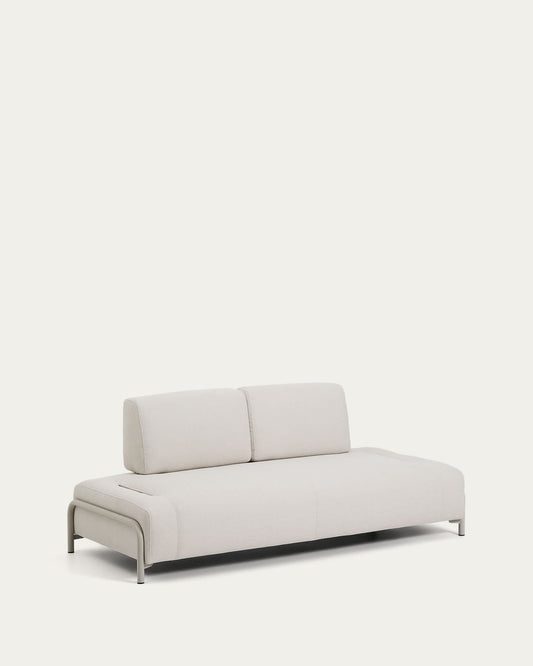 Divano Compo 2 posti in ciniglia écru con struttura metallica beige 200 cm