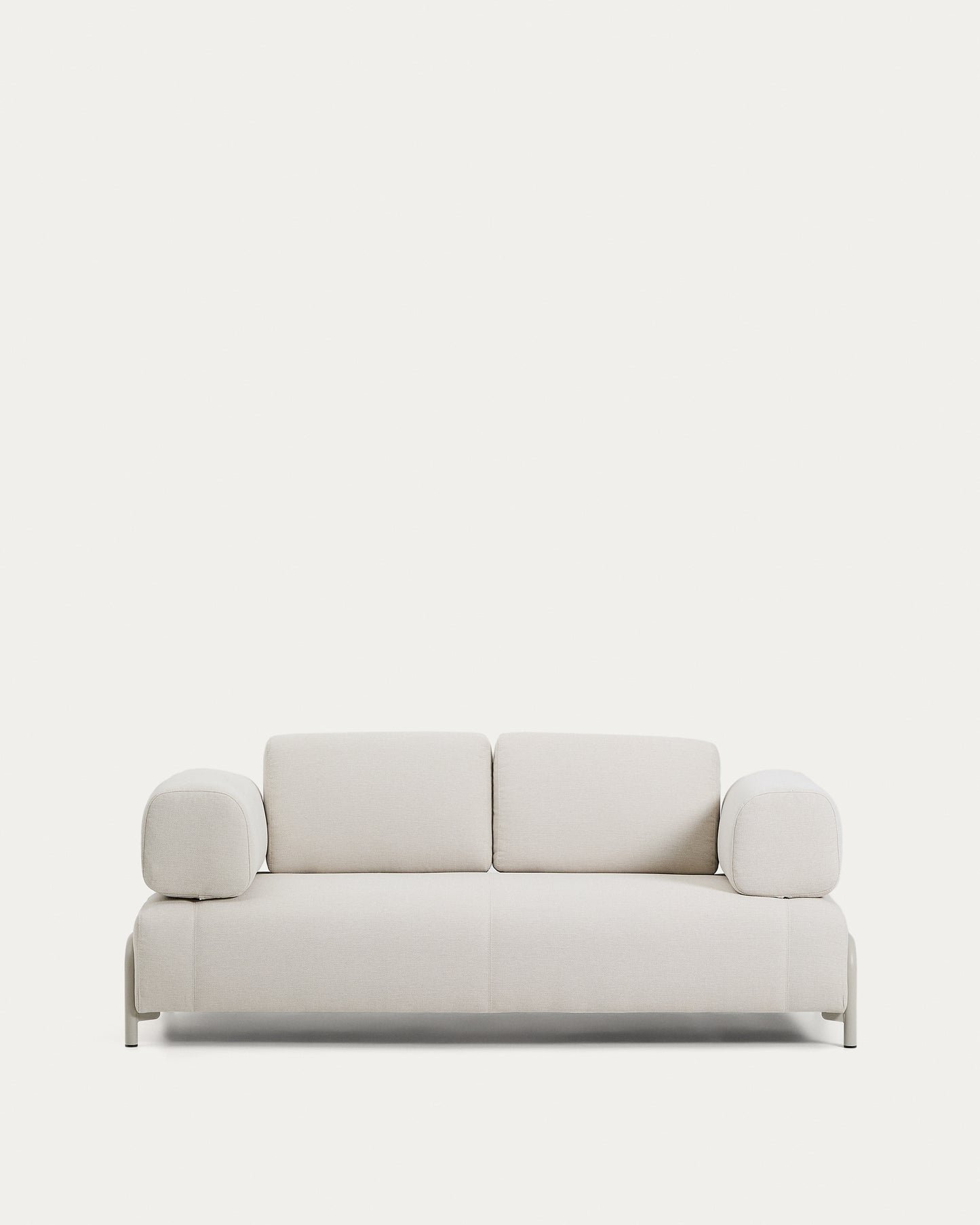 Divano Compo 2 posti in ciniglia écru e struttura in metallo beige 200 cm