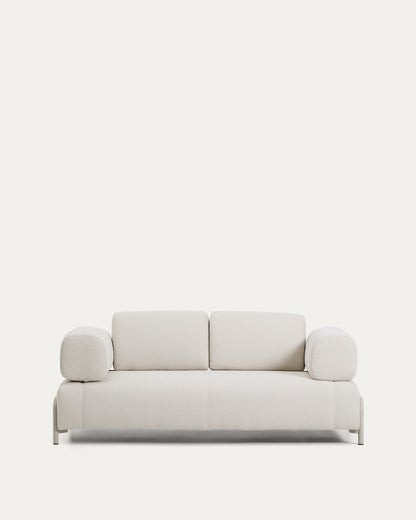 Divano Compo 2 posti in ciniglia écru e struttura in metallo beige 200 cm